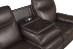 Dark Brown 1pc Double Reclining Sofa w/ Drop Down Cup Holders