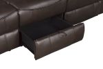 Dark Brown 1pc Double Reclining Sofa w/ Drop Down Cup Holders