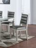 Contemporary Antique Cushion Back Set of 2pc Dining Chairs Cushion Faux Leather Seat Dining Room Silver Color