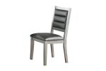 Contemporary Antique Cushion Back Set of 2pc Dining Chairs Cushion Faux Leather Seat Dining Room Silver Color