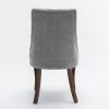 Rayon Cloth Flocking Linen Dining Chairs Channel Kitchen Dinner Chair Comfy Fabric Upholstered Accent Chair for Dining Room with Curved Solid Wood Leg