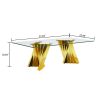 Tempered Glass Top Coffee Table with Gold Mirror Finish Stainless Steel Base