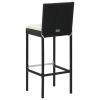 Garden Bar Stools with Cushions 4 pcs Black Poly Rattan