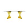 Tempered Glass Top Coffee Table with Gold Mirror Finish Stainless Steel Base