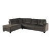 2-Piece Reversible Sectional with Chaise Tufted Detail Chocolate Microfiber Upholstered Modern Living Room Furniture