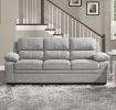 Plush Seating Comfortable Sofa 1pc Gray Textured Fabric Channel Tufting Solid Wood Frame Modern Living Room Furniture