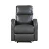 Power Reclining Chair 1pc Gray Faux Leather Upholstered Modern Contemporary Power Motion Reclining