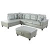 Silver Green Semi PU Synthetic Leather 3-Piece Couch Living Room Sofa Set