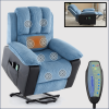 Recliner chair with Heat and Vibrating Massage, Comfy Padded Overstuffed Soft Fabric Heated Recliner (Blue and Black)