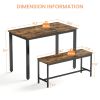 Dining Table Set, Bar Table with 2 Dining Benches, Kitchen Table Counter with Chairs, Industrial for Kitchen Breakfast Table, Living Room, Party Room