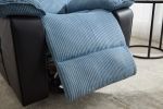 Recliner chair with Heat and Vibrating Massage, Comfy Padded Overstuffed Soft Fabric Heated Recliner (Blue and Black)