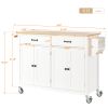 Kitchen Island Cart with Solid Wood Top and Locking Wheels,54.3 Inch Width,4 Door Cabinet and Two Drawers,Spice Rack, Towel Rack (White)