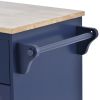 Kitchen Island Cart with Storage Cabinet and Two Locking Wheels,Solid wood desktop,Microwave cabinet