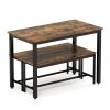 Dining Table Set, Bar Table with 2 Dining Benches, Kitchen Table Counter with Chairs, Industrial for Kitchen Breakfast Table, Living Room, Party Room