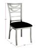 Contemporary Silver Metal 2pc Dining Chairs Black Microfiber Seat Dining Room Ladder Back Chair Satin Plated Powder Coating