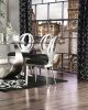 Contemporary Style Silver Metal Frame 2pc Dining Chairs Black Microfiber Seat Cushion Dining Room Oval Back Design Chair