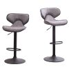 Masaccio Weathered Upholstery Airlift Adjustable Swivel Barstool with Chrome Base, Set of 2, Grey