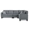 Gray Reversible 4-Piece Sectional Sofa Tufted Detail Textured Fabric Upholstered Solid Wood Contemporary Living Room Furniture L-Shape Sofa Couch