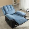 Recliner chair with Heat and Vibrating Massage, Comfy Padded Overstuffed Soft Fabric Heated Recliner (Blue and Black)