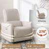 Beige Grey Leatheraire Swivel and Rocker Power Recliner Chair, Heavy Duty Motion Mechanism with USB and Type-C Ports