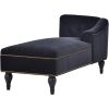 58" Velvet Chaise Lounge; Button Tufted Right Arm Facing Lounge Chair with Nailhead Trim & Solid Wood Legs for Living Room or Office;  Sleeper Lounge