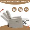 Beige Grey Leatheraire Swivel and Rocker Power Recliner Chair, Heavy Duty Motion Mechanism with USB and Type-C Ports