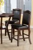 Dark Brown Wood Finish Set of 2 Counter Height Chairs Faux Leather Upholstery Seat Back Kitchen Dining Room Chair