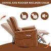 Yellow Brown Leatheraire Swivel and Rocker Power Recliner Chair, Heavy Duty Motion Mechanism with USB and Type-C Ports