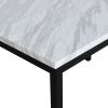 Noyes Metal Dining Table with Laminated Faux Marble Top, Off-white