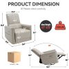 Beige Grey Leatheraire Swivel and Rocker Power Recliner Chair, Heavy Duty Motion Mechanism with USB and Type-C Ports