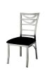 Contemporary Silver Metal 2pc Dining Chairs Black Microfiber Seat Dining Room Ladder Back Chair Satin Plated Powder Coating