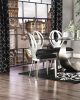 Contemporary Style Silver Metal Frame 2pc Dining Chairs Black Microfiber Seat Cushion Dining Room Oval Back Design Chair