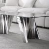 Tempered Glass Top Coffee Table with Silver Mirror Finish Stainless Steel Base