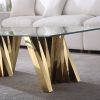 Tempered Glass Top Coffee Table with Gold Mirror Finish Stainless Steel Base