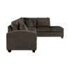 3-Piece Reversible Sectional with Chaise Ottoman Tufted Detail Chocolate Microfiber Upholstered Modern Living Room Furniture L-Shape Sofa