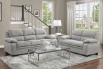 Plush Seating Comfortable Sofa 1pc Gray Textured Fabric Channel Tufting Solid Wood Frame Modern Living Room Furniture