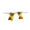 Tempered Glass Top Coffee Table with Gold Mirror Finish Stainless Steel Base