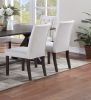 Modern Bone White Fabric 2pc Side Chairs Tufted Back Upholstered Back Rustic Espresso Wooden Legs Dining Room