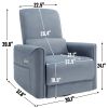 Blue Swivel and Rocker Power Recliner Chair, Heavy Duty Motion Mechanism with USB and Type-C Ports