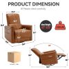 Yellow Brown Leatheraire Swivel and Rocker Power Recliner Chair, Heavy Duty Motion Mechanism with USB and Type-C Ports