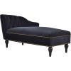 58" Velvet Chaise Lounge; Button Tufted Right Arm Facing Lounge Chair with Nailhead Trim & Solid Wood Legs for Living Room or Office;  Sleeper Lounge