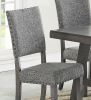 Modern Gray Fabric Upholstered Set of 2 Side Chairs Dining Room Saw Tooth Engraving