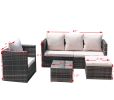 Outdoor garden garden furniture 4-piece brown PE wicker combination upholstered sofa set