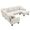 [VIDEO provided] [New] 108*85.5" Modern U Shape Sectional Sofa, 7 Seat Fabric Sectional Sofa Set with 3 Pillows Included for Living Room, Apartment