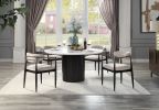 ACME Jaramillo Round Dining Table, Engineering Marble Top & Black Finish DN02141