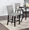 Grey Fabric Modern Set of 2pcs Dining Chairs Plush Cushion High Chairs Nailheads Trim Counter Height Chair Kitchen Dining Room