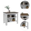 Rockaway 3-Shelf Kitchen Island White and Walnut