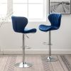 Ellston Upholstered Adjustable Swivel Barstools in Blue, Set of 2