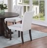 Modern Bone White Fabric 2pc Side Chairs Tufted Back Upholstered Back Rustic Espresso Wooden Legs Dining Room