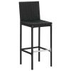 Garden Bar Stools with Cushions 4 pcs Black Poly Rattan